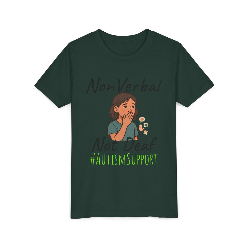 Autism Support Youth Tee — "NonVerbal Not Deaf" & Puzzle Piece "Unique'ism"