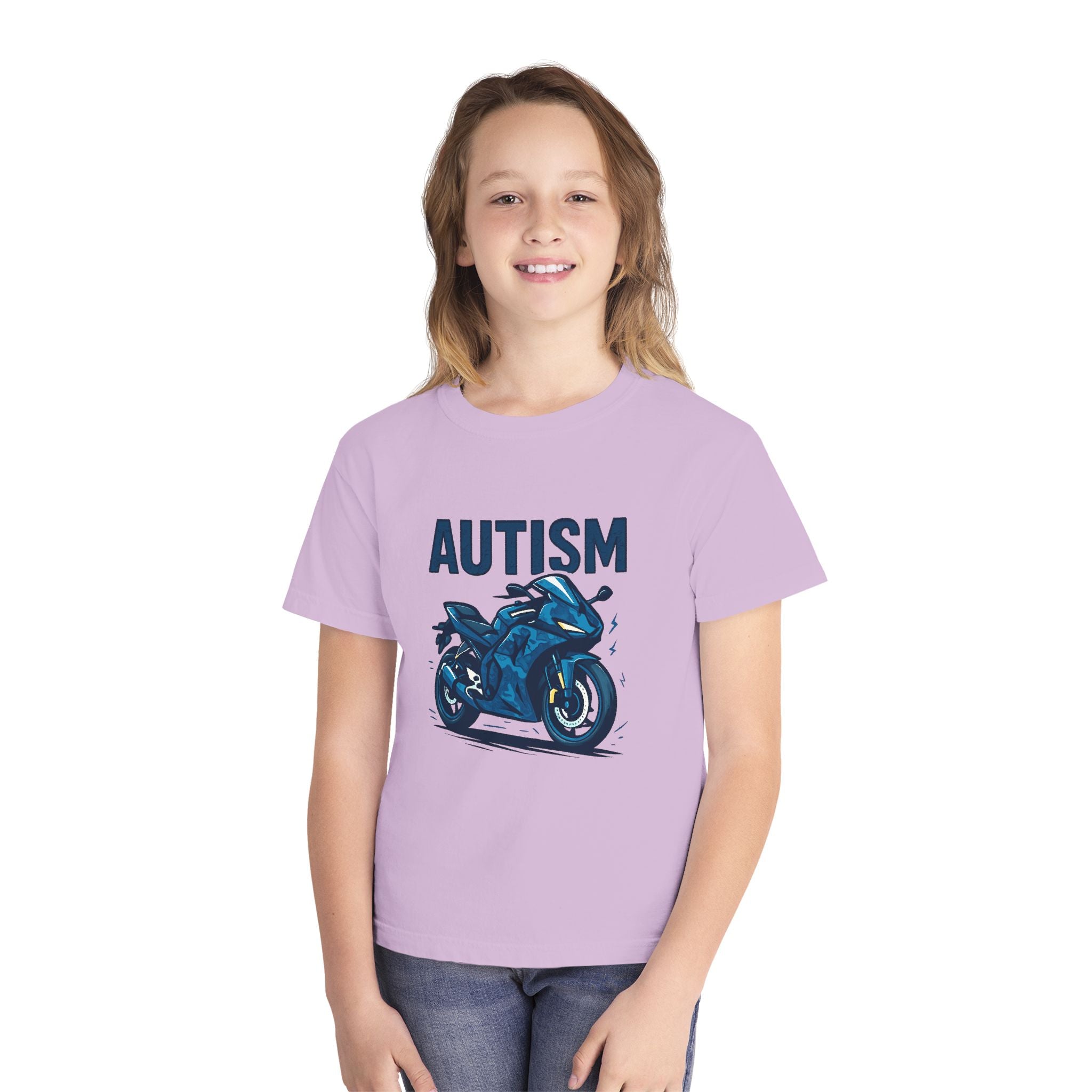 Autism Motorcycle Youth Tee – "Unique'ism: Built for the Ride"