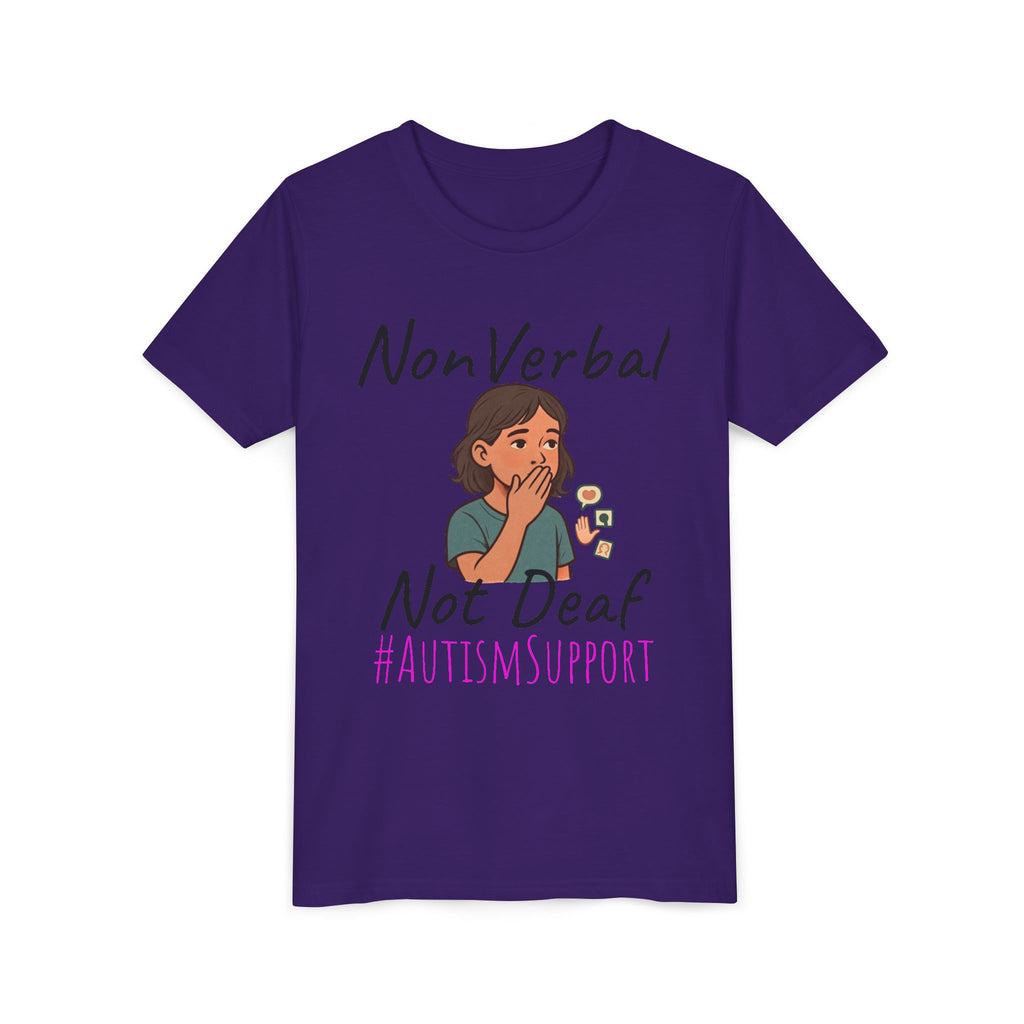 Autism Support Youth Tee — "NonVerbal Not Deaf" & Puzzle Piece "Unique'ism"
