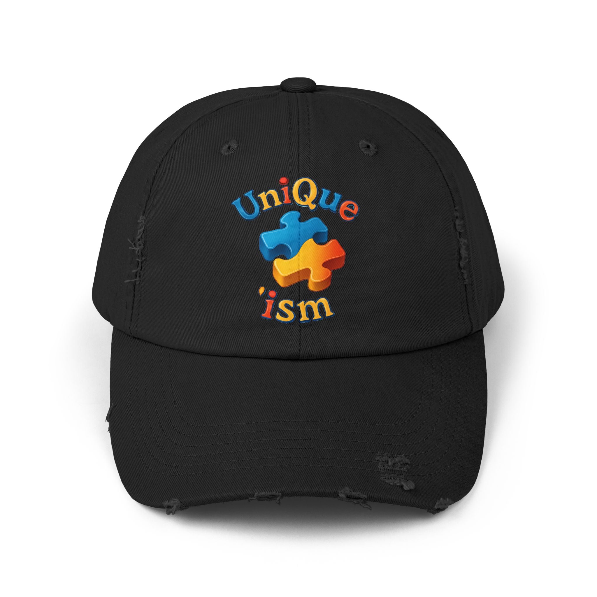 Unique-ism Puzzle Cap — Distressed Black Baseball Hat
