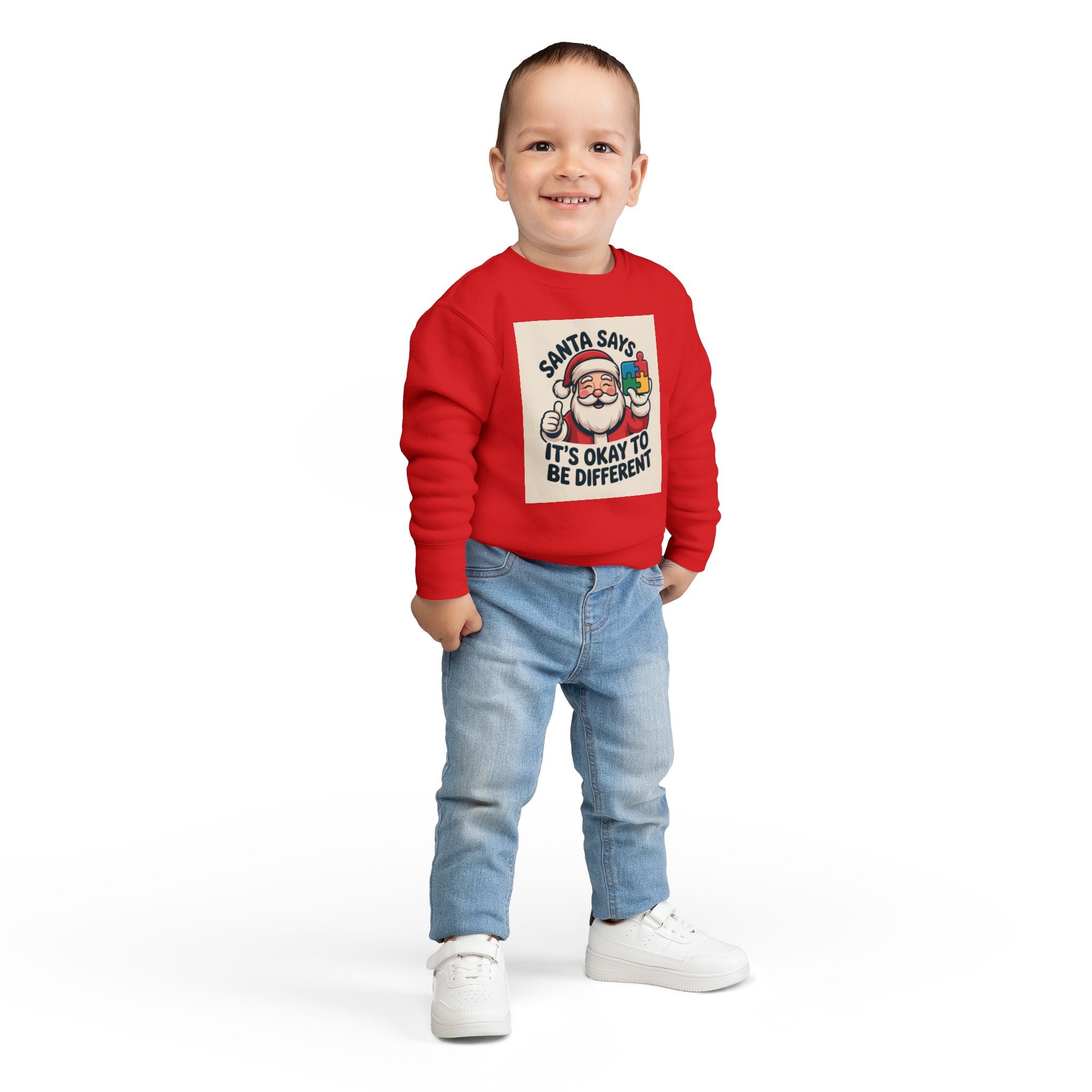 Toddler Sweatshirt - 'Santa Says It's Okay to Be Different' Christmas Autism Awareness Kids Pullover