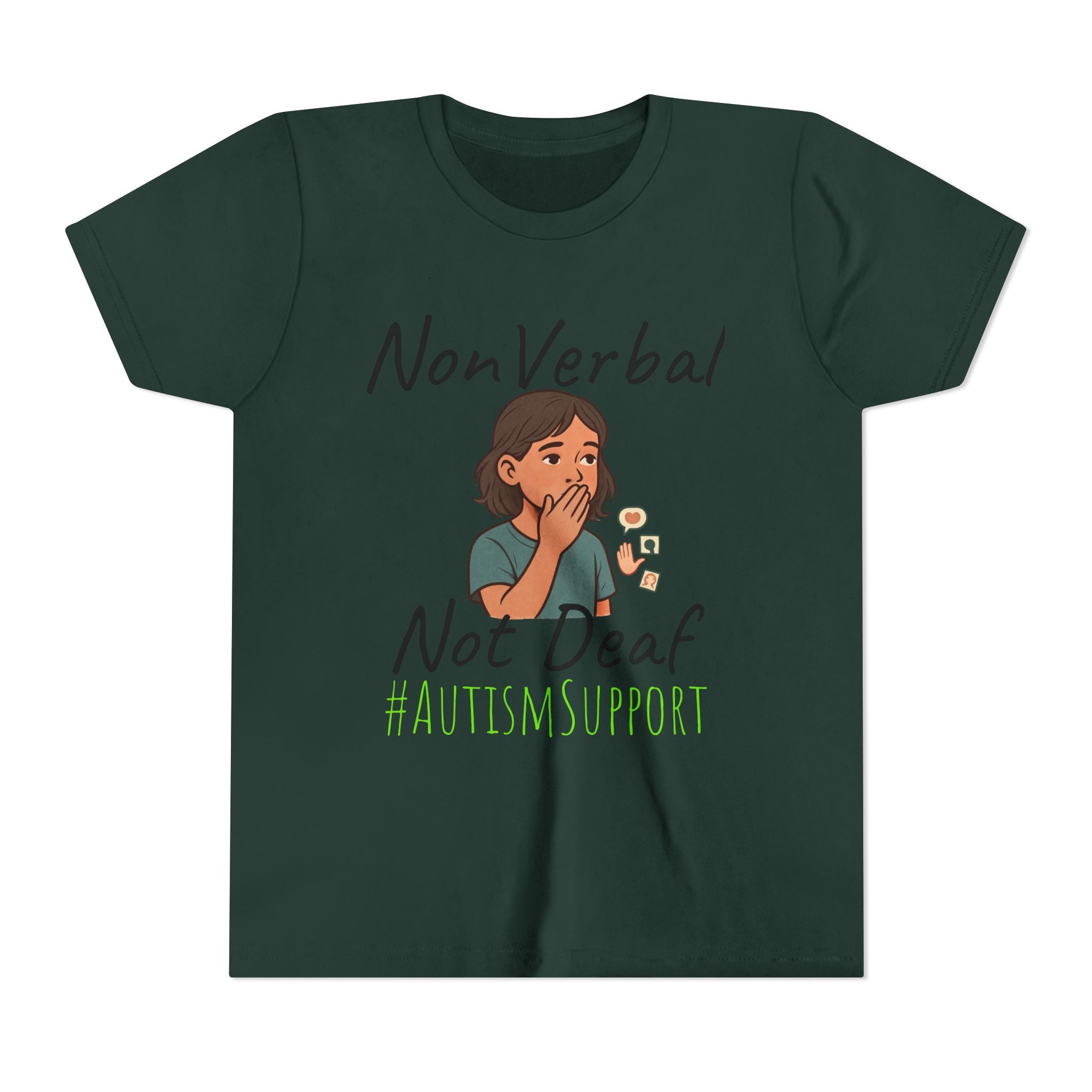 Autism Support Youth Tee — "NonVerbal Not Deaf" & Puzzle Piece "Unique'ism"