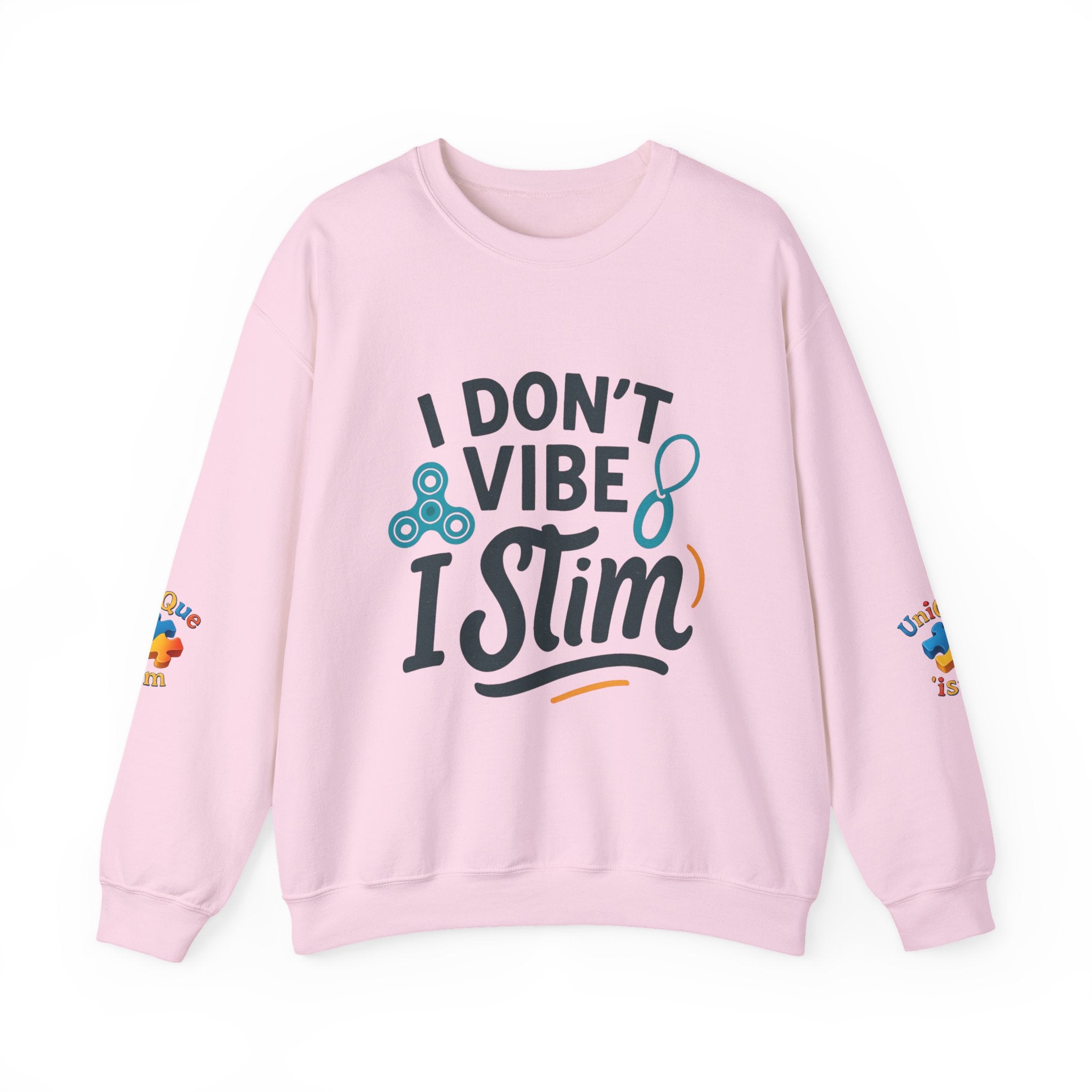 I Don't Vibe I Stim Crewneck Sweatshirt — "Unique'ism" Autism Puzzle Graphic