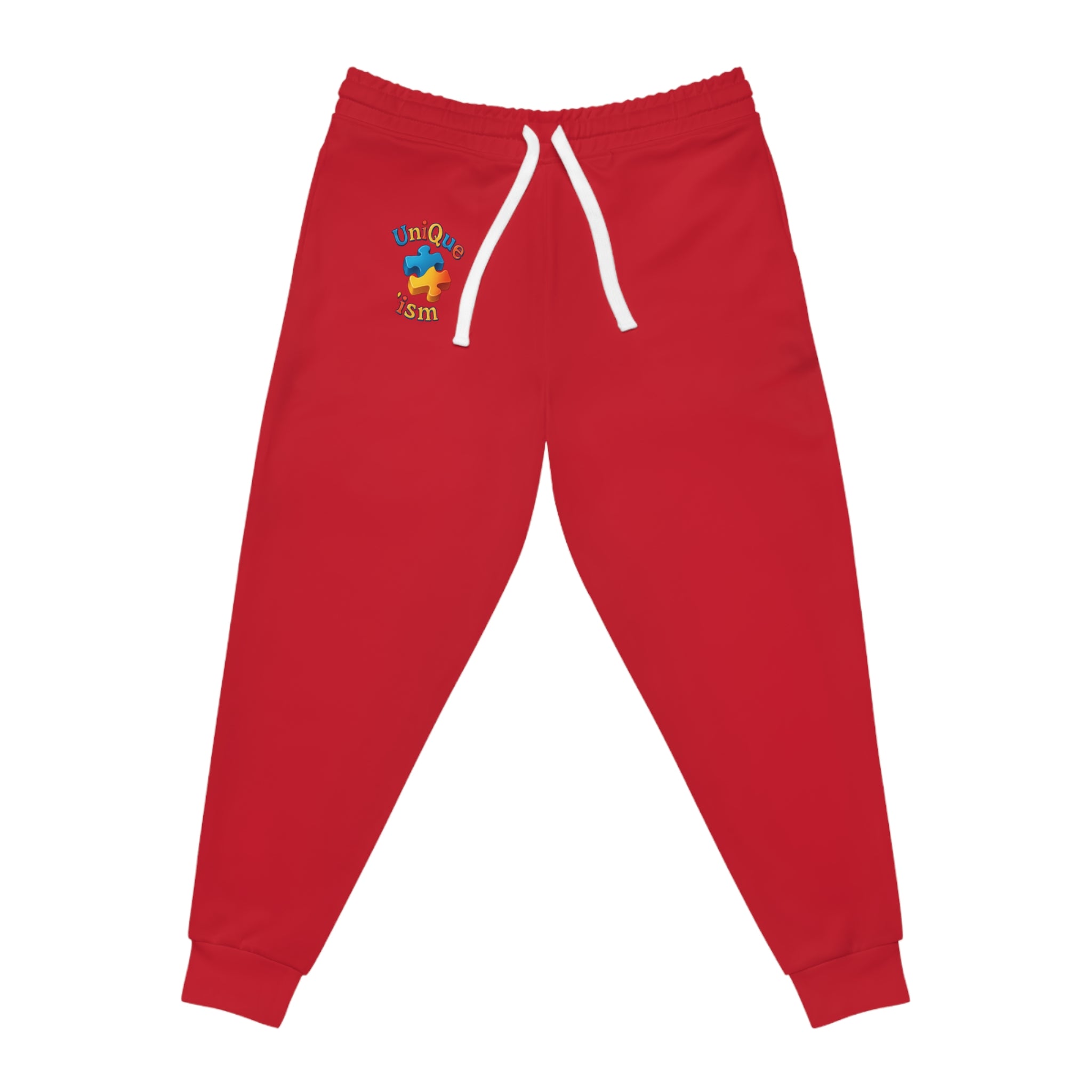Red Puzzle Piece Joggers – Autism Awareness Athletic Sweatpants