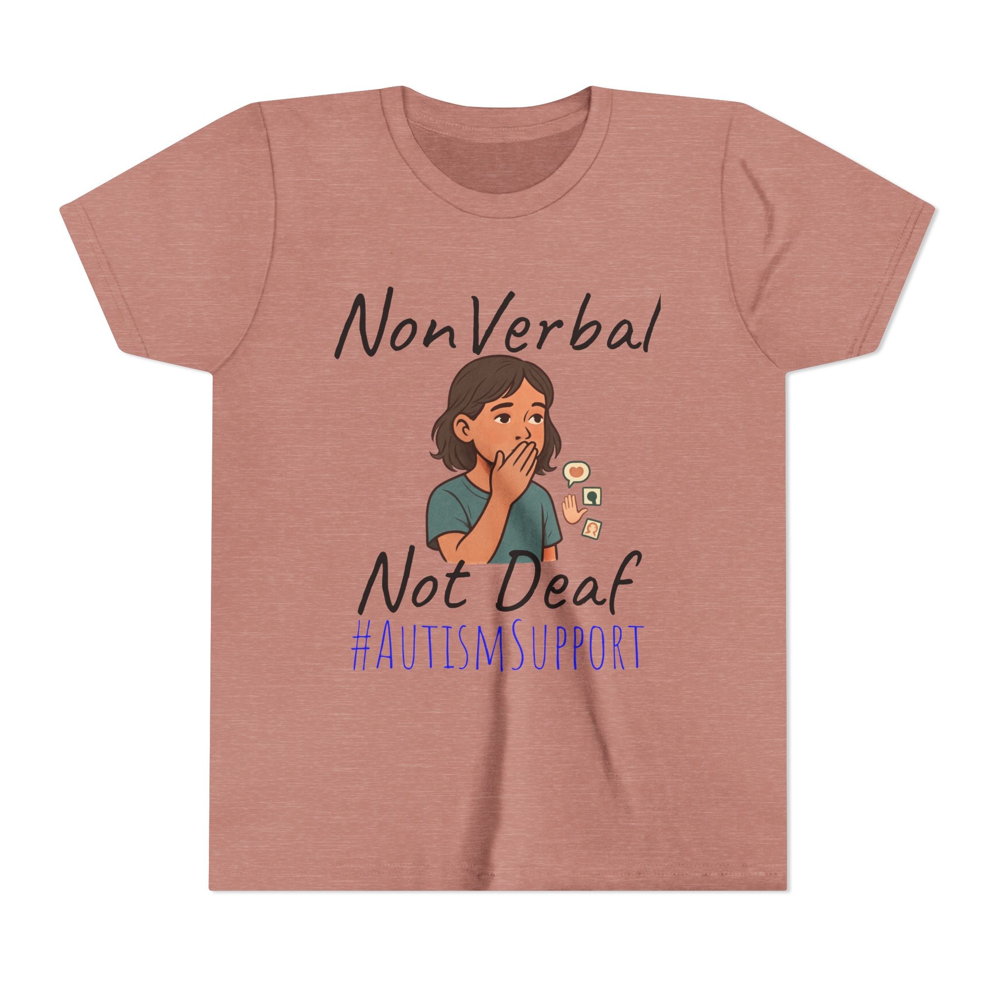Autism Support Youth Tee — "NonVerbal Not Deaf" & Puzzle Piece "Unique'ism"