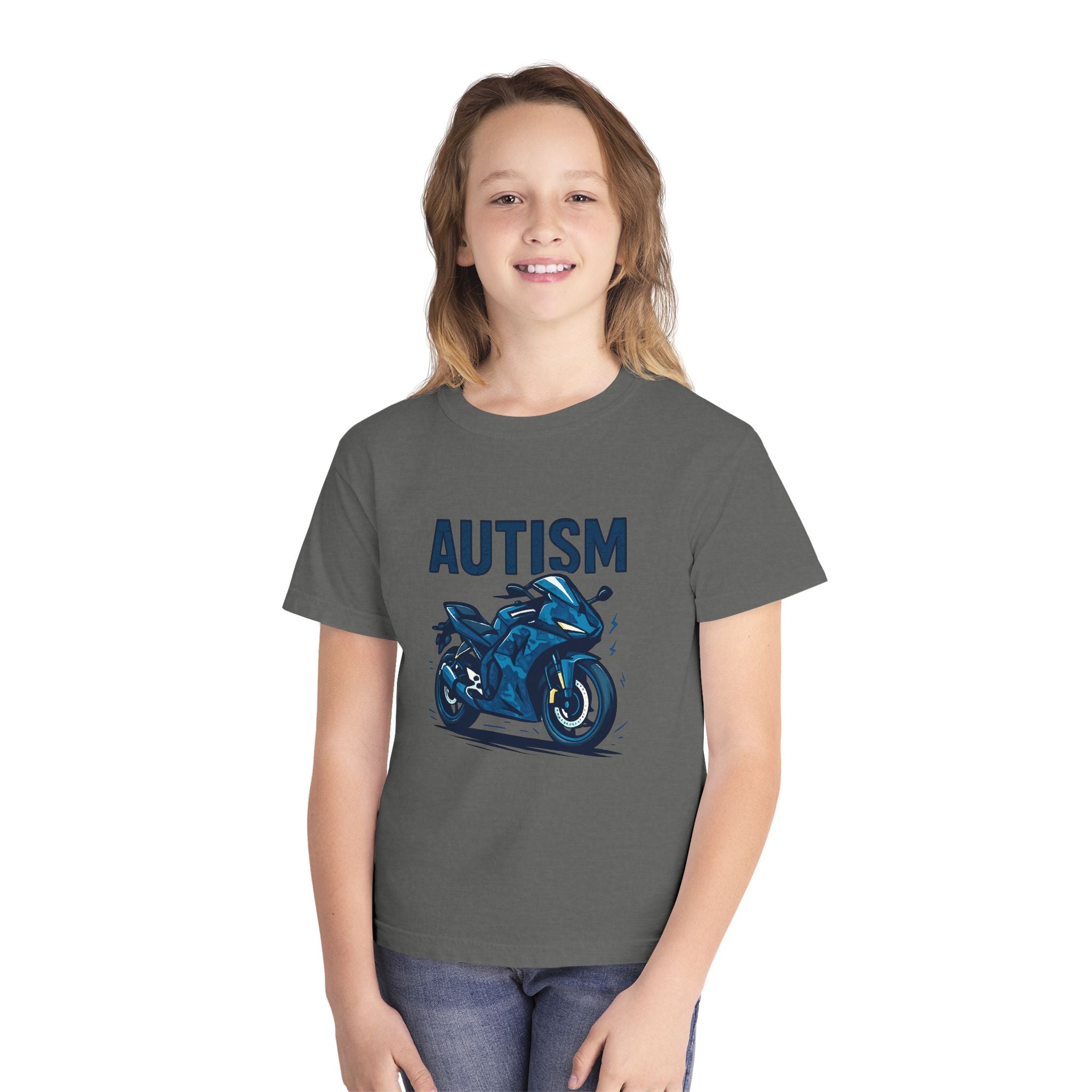 Autism Motorcycle Youth Tee – "Unique'ism: Built for the Ride"