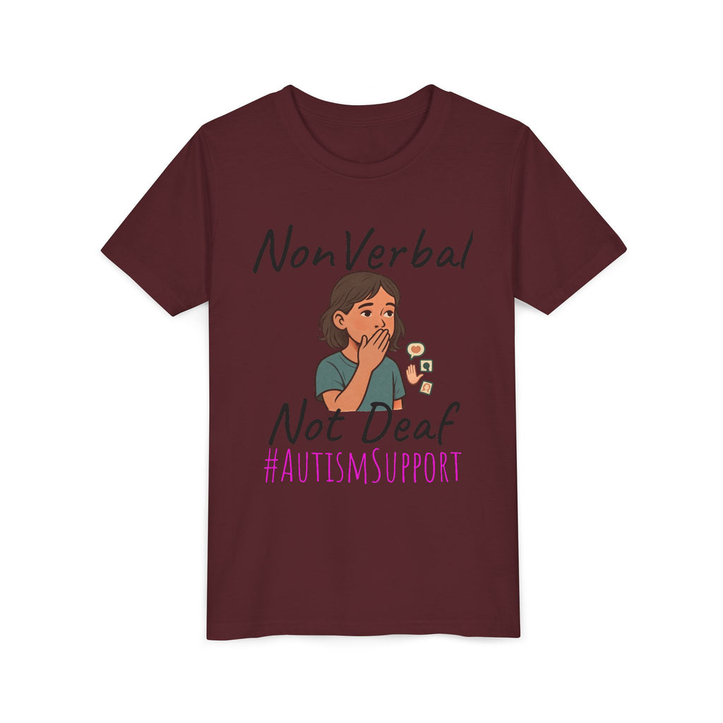 Autism Support Youth Tee — "NonVerbal Not Deaf" & Puzzle Piece "Unique'ism"