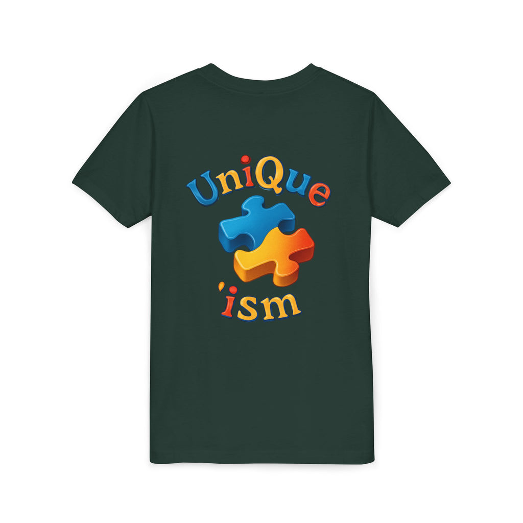 Autism Support Youth Tee — "NonVerbal Not Deaf" & Puzzle Piece "Unique'ism"