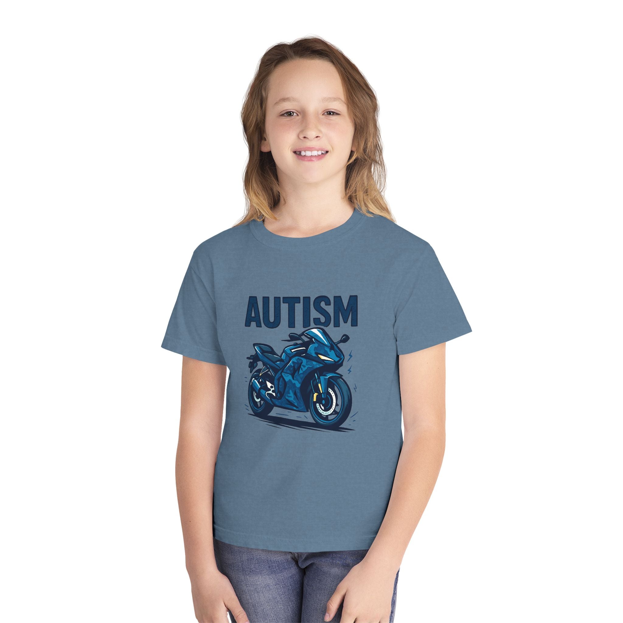 Autism Motorcycle Youth Tee – "Unique'ism: Built for the Ride"