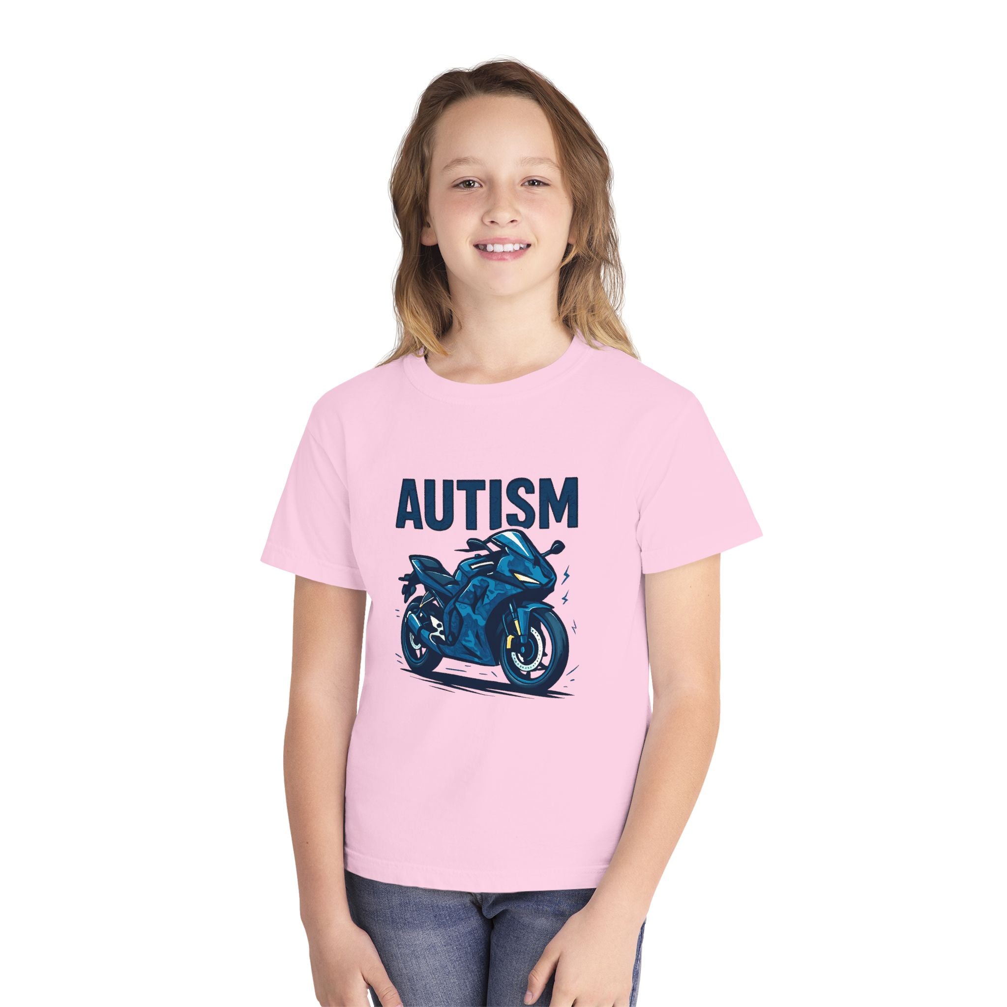 Autism Motorcycle Youth Tee – "Unique'ism: Built for the Ride"
