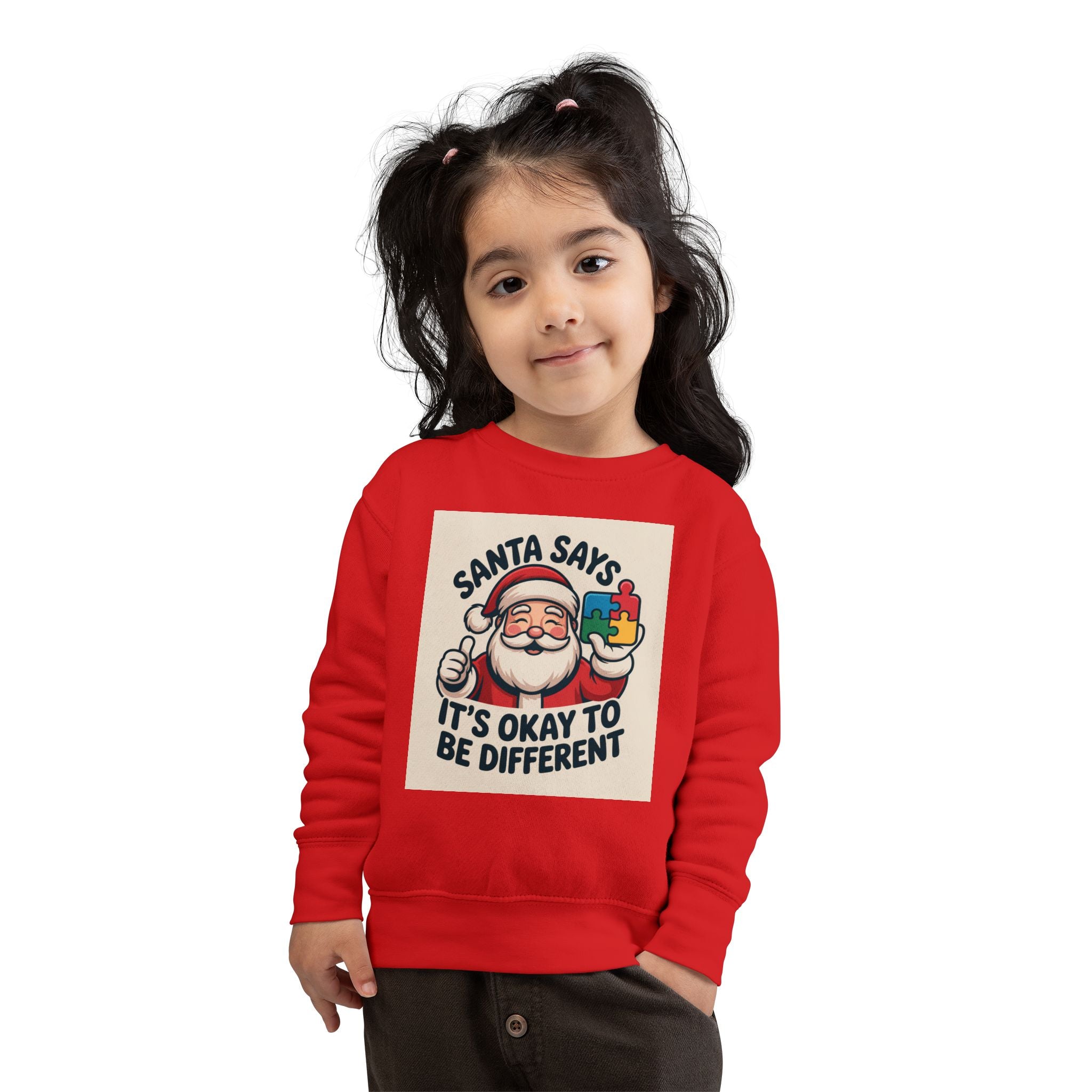 Toddler Sweatshirt - 'Santa Says It's Okay to Be Different' Christmas Autism Awareness Kids Pullover