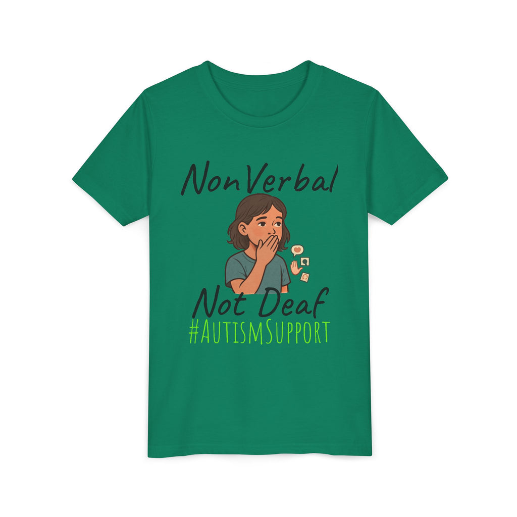 Autism Support Youth Tee — "NonVerbal Not Deaf" & Puzzle Piece "Unique'ism"