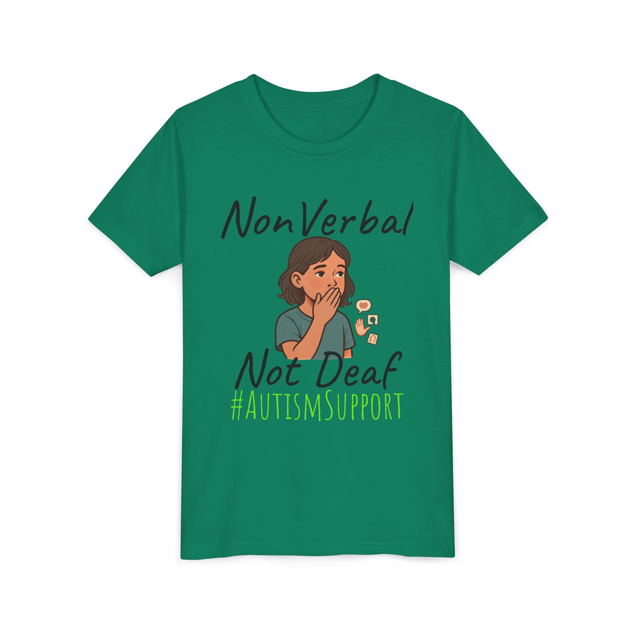 Autism Support Youth Tee — "NonVerbal Not Deaf" & Puzzle Piece "Unique'ism"